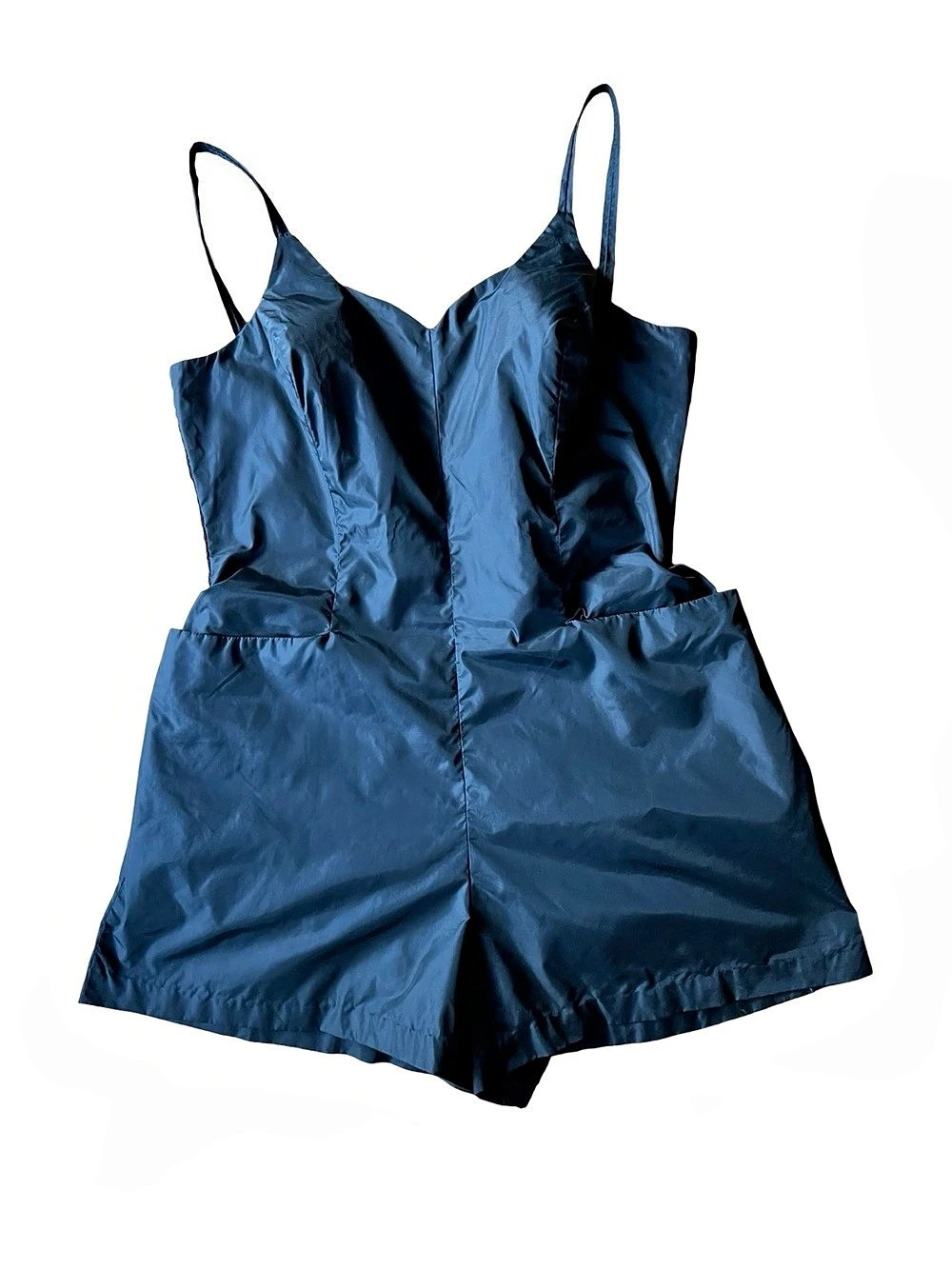 VOLUP Vintage 1950s Black Nylon Pin Up Girl Swimsuit Romper Playsuit XL 2X